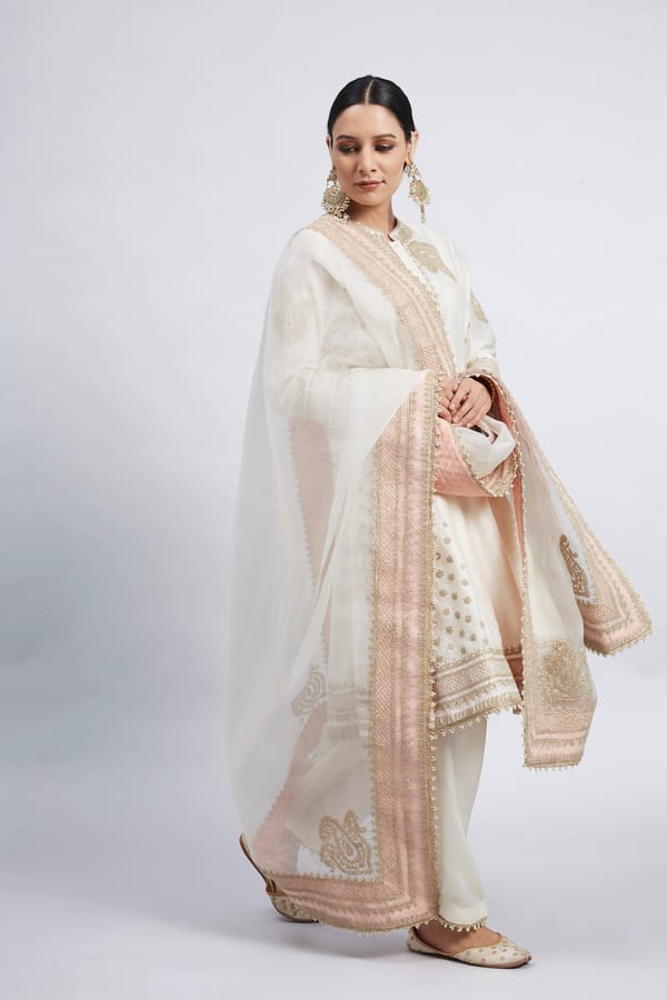 Daisy Ivory Tilla Embroidered Kurta Set with Dupatta — Sheetal Batra