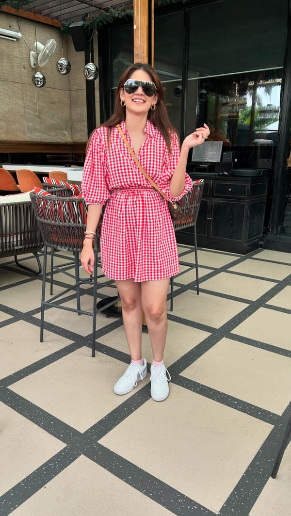 Red Gingham Mini Shirt Dress with Tie Waist — Younglings