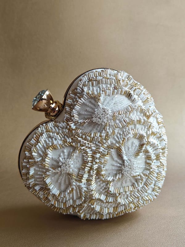 The Floral Heart Bag in Pearl White — Plode