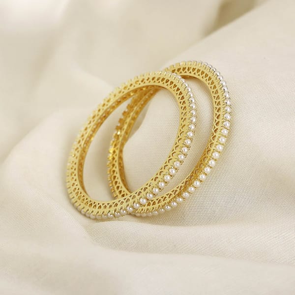 Pearl Elegance Gold 2 Bangles — BeAbhika