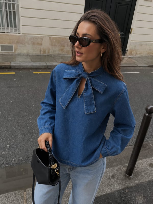 DenimLite Navy Tie-Up top — Femmella