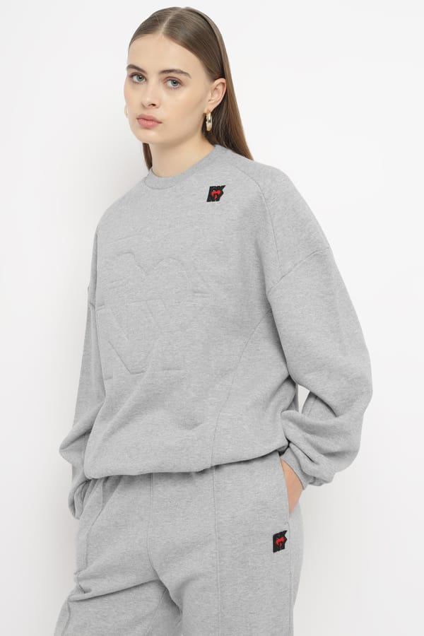 Light Grey Relaxed-Fit Crewneck Sweatshirt — DKNY