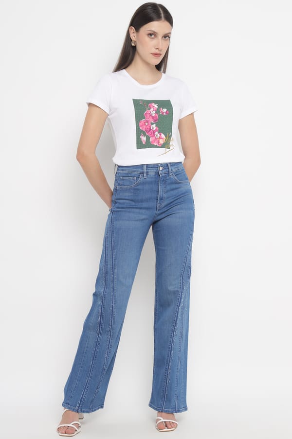 Medium Light Blue High-Rise Bootcut Jeans — SALSA JEANS
