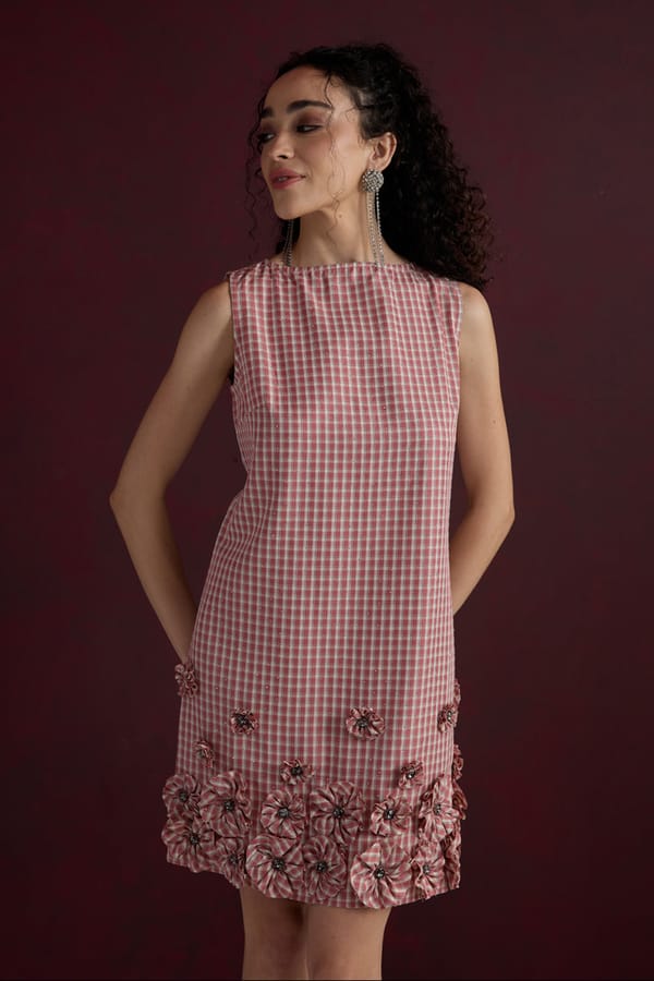 Petal Gingham Mini Dress — AVERIE