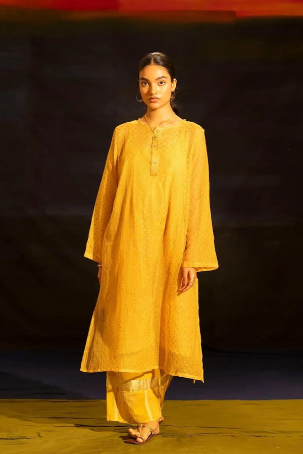 Illume Mustard  Rivet Kota Kurta with Slip — Banana Labs