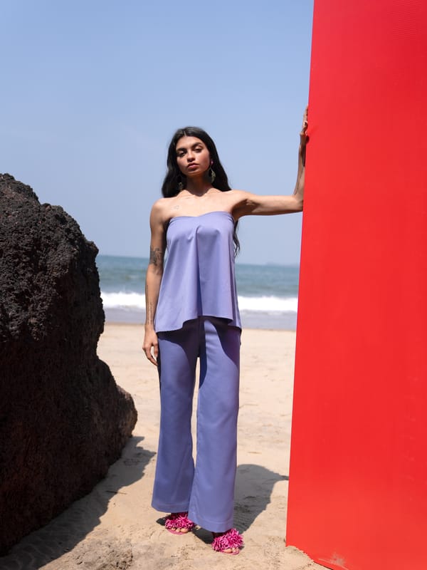 Lavender Off-Shoulder Strapless High-Low Hem Top — Dash and Dot