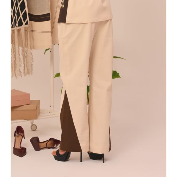 Brown V-Neck Lace-Up Pant — Veera Wear