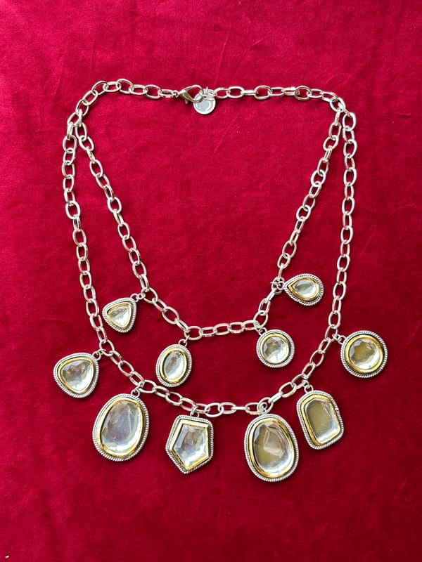 Gold&Silver Polki Charm Necklace — Valliyan