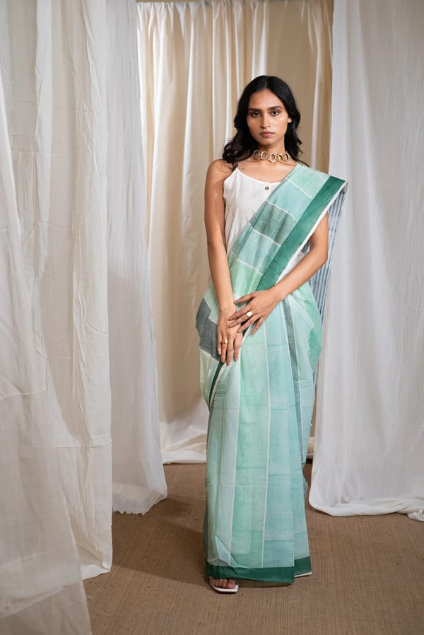 Lagoon Cotton Saree — Banana Labs