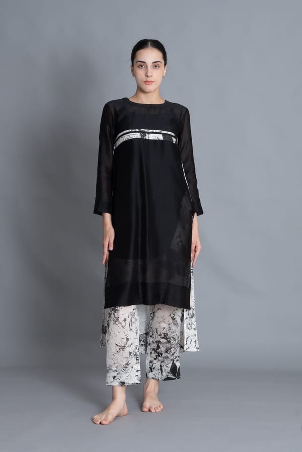 Black Textured Pleated Dress Co-ord — Khat