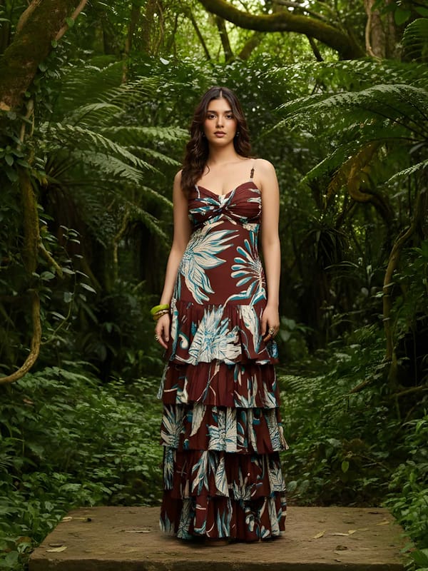 Willow Printed Ruffled Maxi Dress — POPPI