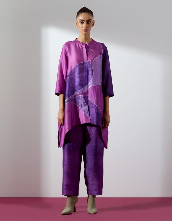 Flowna Pink & Purple Kurta Set — CLOS