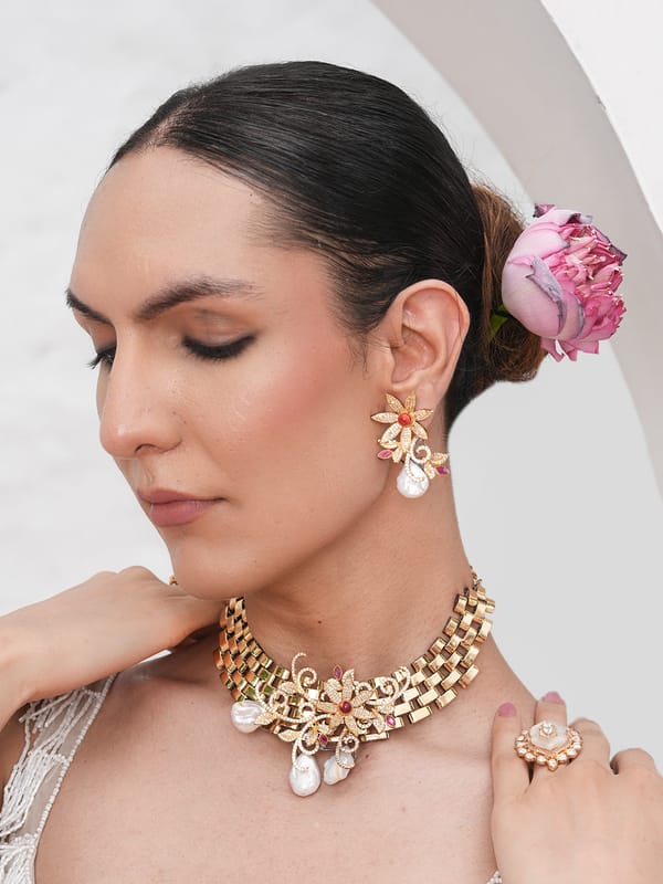 Premium Baroque Pearl Embroidered Necklace — Cao Jewellery