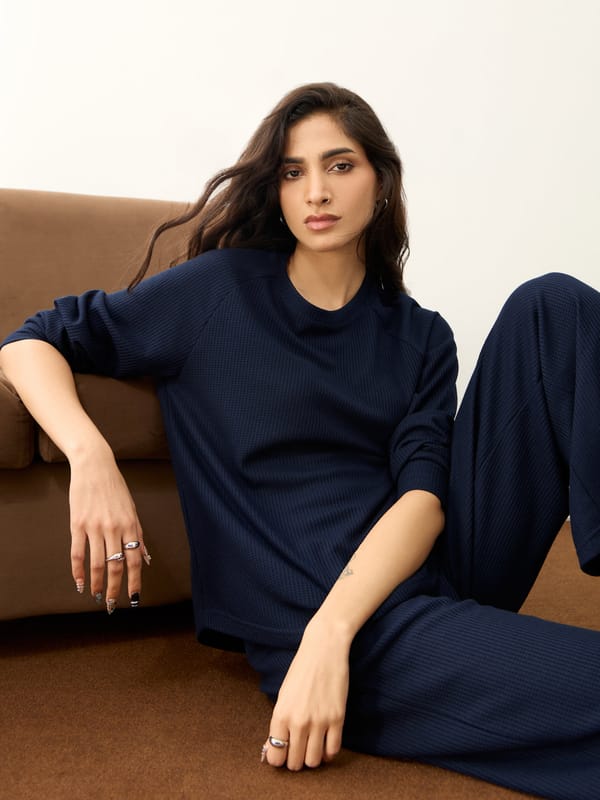 Waffle Crew Neck Co-Ord Set — Femmella