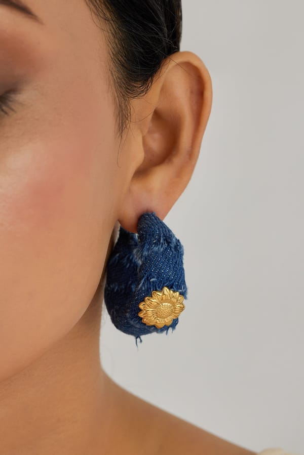 Mysa Denim Flower Earrings — Amossh