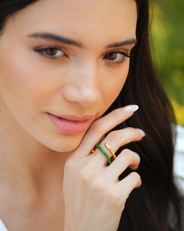 Twistie 2-way Enamel Gold Ring — Varnika Arora