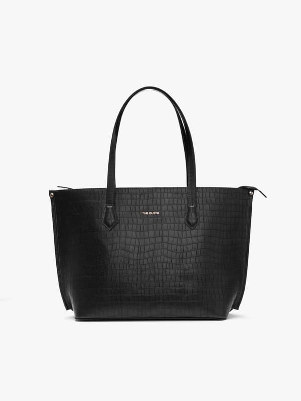 The Evoke Tote Croco Black Jumbo — The Gusto