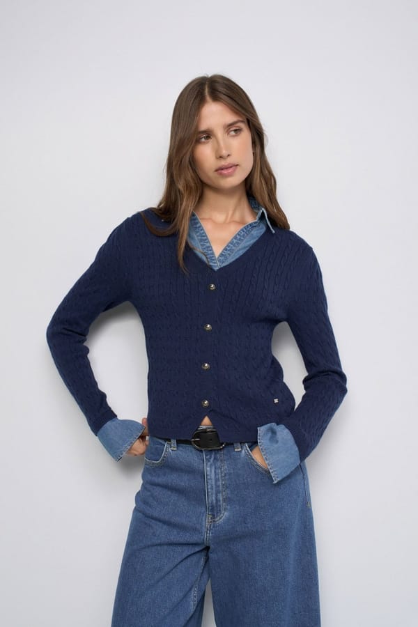 Knit Sweater With Denim Application — SALSA JEANS