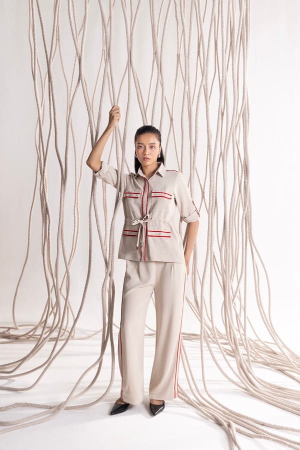 Beige and Red Four Pocket Set — Shivya K