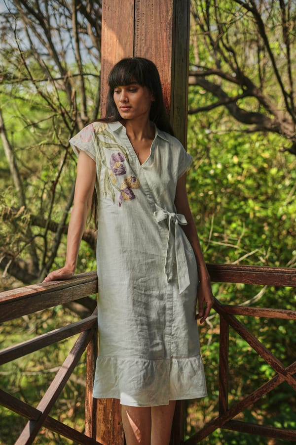 Painted Petals Wrap Dress — Kaveri