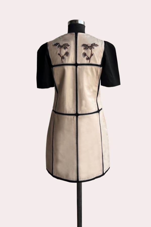 Oat and Black Colorblock Suiting Mini Dress — Our Love