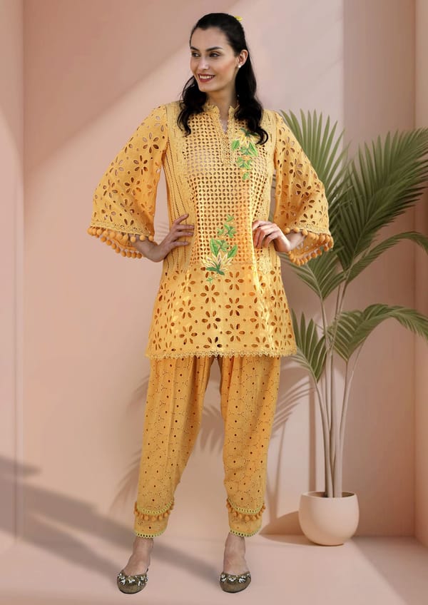 Ira Cotton Cutwork Kurta Set — BUMBLEBEE