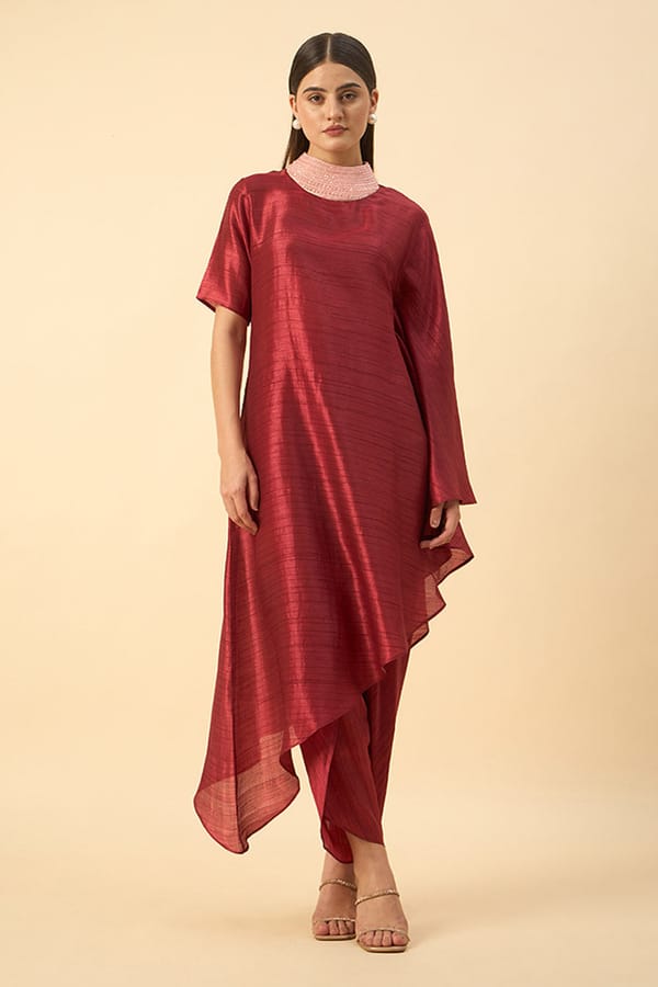Crystal Collar Tunic Pant Set — Aakaar