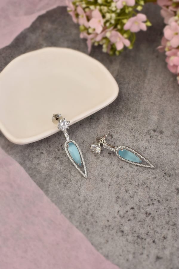 Abelia Blue Zirconia Dangler Earrings — Swabhimann