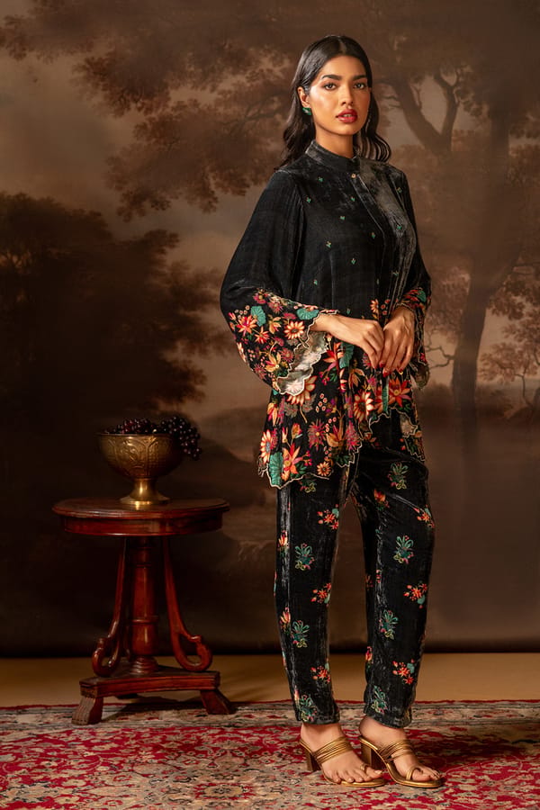 Black Embroidered Co-ord Set — SOUP by Sougat Paul