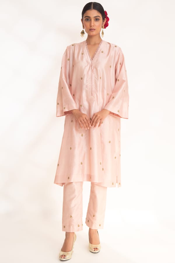 Ojal Pink Kurta Set — Chhaya Mehrotra