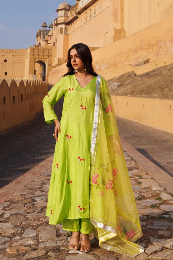 Aam Panna Uppada Silk Kurta Set — Bannhi by Priyanka Rathore