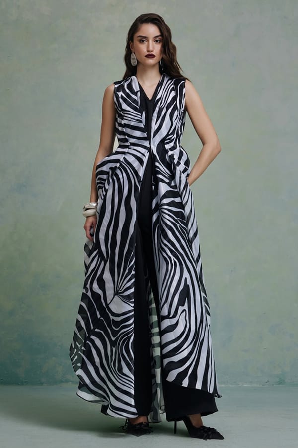 Black and White Zebra Print Overlay Jumpsuit — Zabella