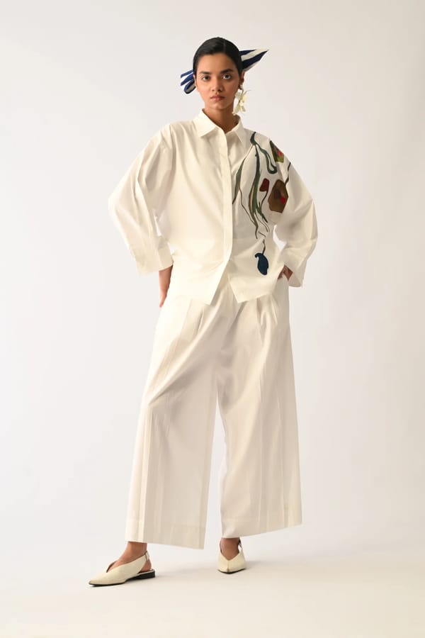 Botanica Ivory  Sky Applique Shirt — Ofrida