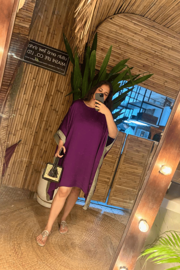 Purple/Green Colorblocked Mini Kaftan Dress — Neora