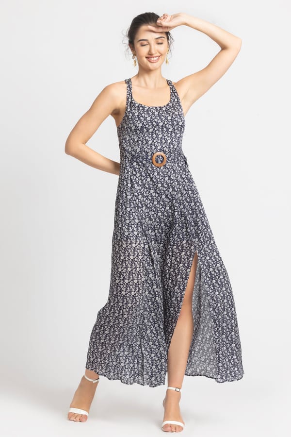 Blue Motif Maxi Dress — Julo