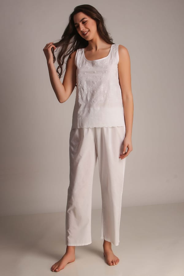 Vanessa, Embroidered Pyjama Suit — After Dark