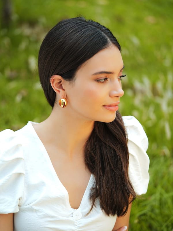 Luna Maroon Enamel 
Gold Hoop — Varnika Arora