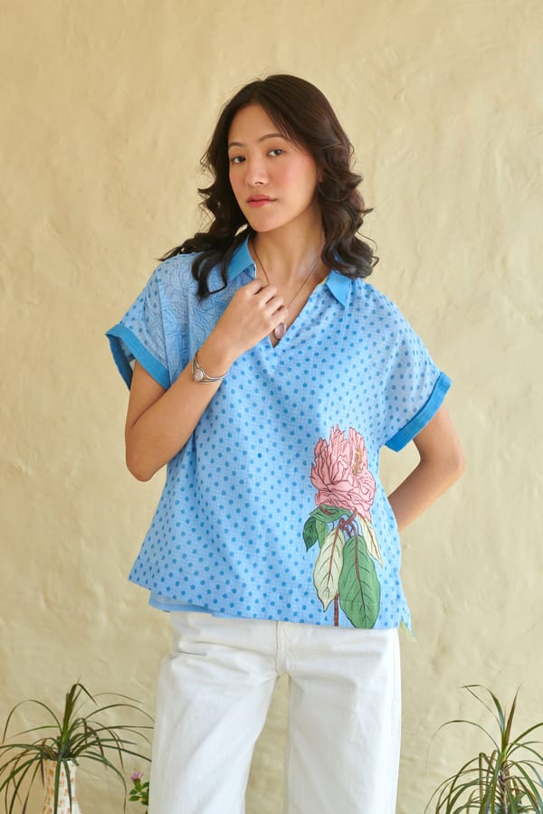 Ziva Blue Boxy Top — ROHO