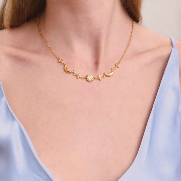 18K Gold Plated charm Pendant Chain Necklace,Zeal — Inaya Accessories