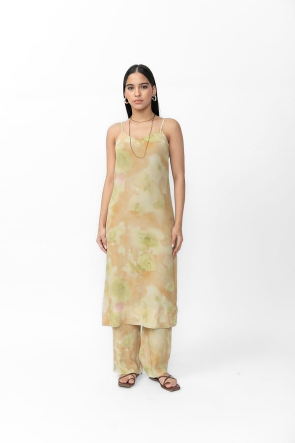 Multicolor Abstract Printed Wide-Leg Crepe Trousers — Contemponari