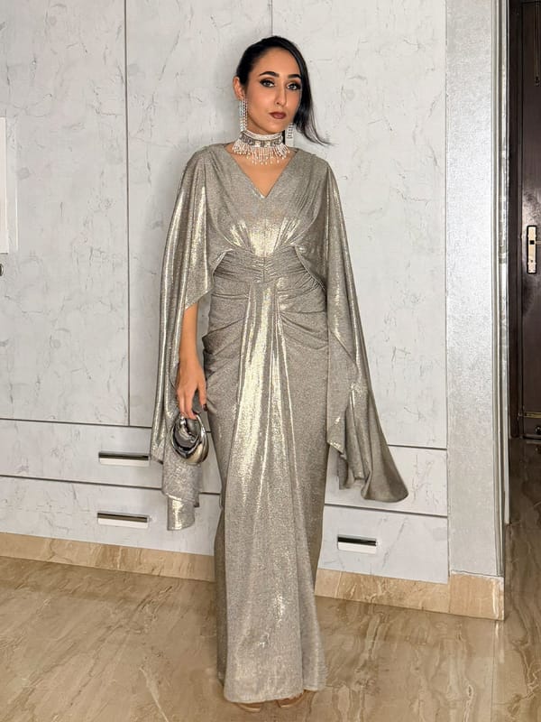 Cascade Drape Metallic Gown — HOUSE OF FETT