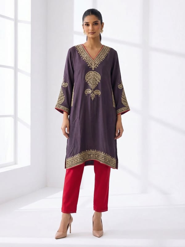 Grey Crepe Phiran — Kylee Fashions