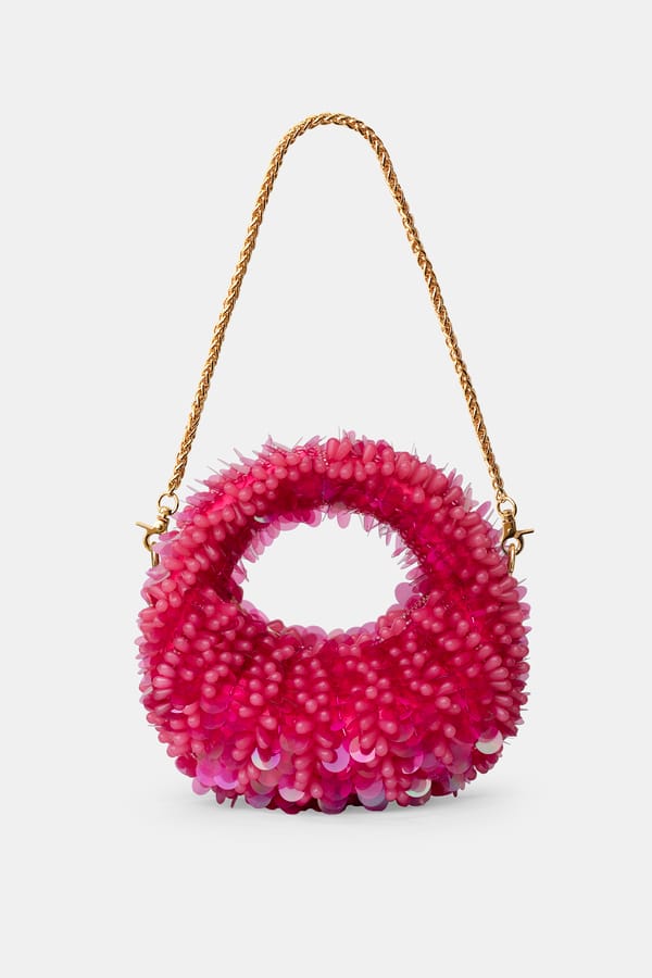 Fuchsia Aura Mini Beaded Bag — Versuhz India