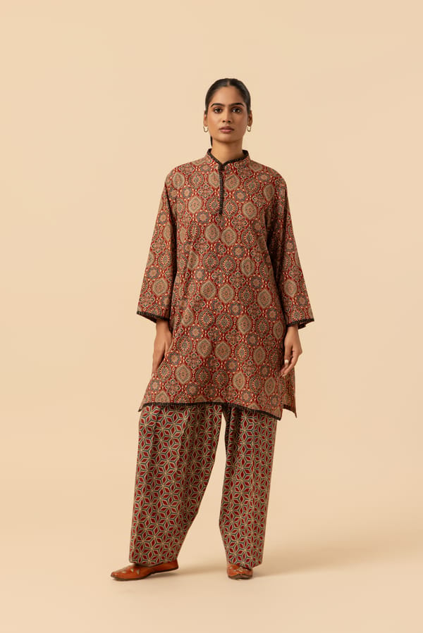 Naseebo Kutch Craft Ajrakh Printed Farshi Co-ord Set — Naseebo