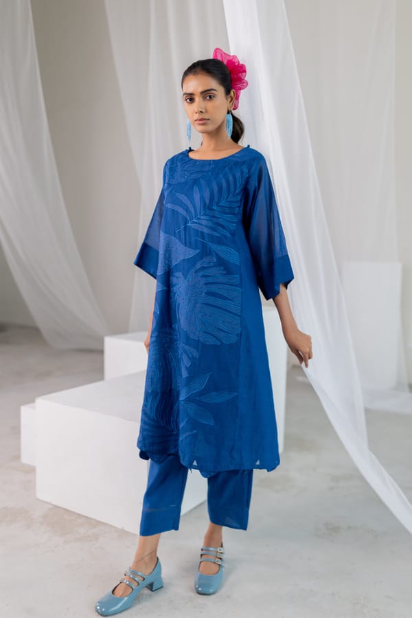 Leaves in the ocean Kurta Co-Ord — Silai studio