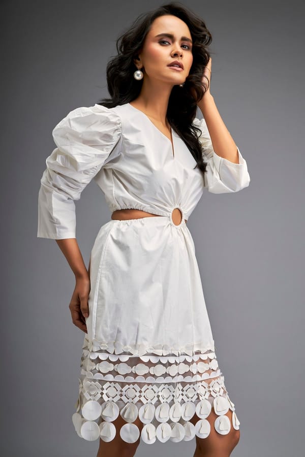 Structured Dress with Applique Hemline — Deepika Arora