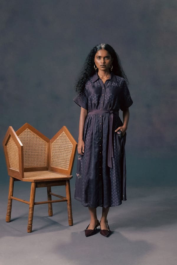 Lavender Lace Dress With Rose Print — Arcvsh Pallavi Singh