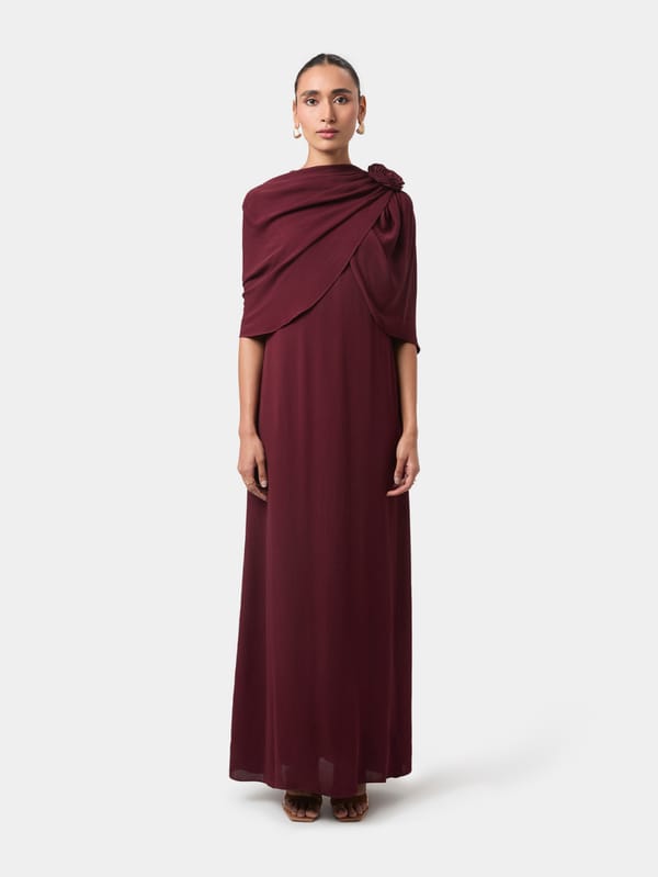 Rosette Draped Shoulder Gown — Beyond