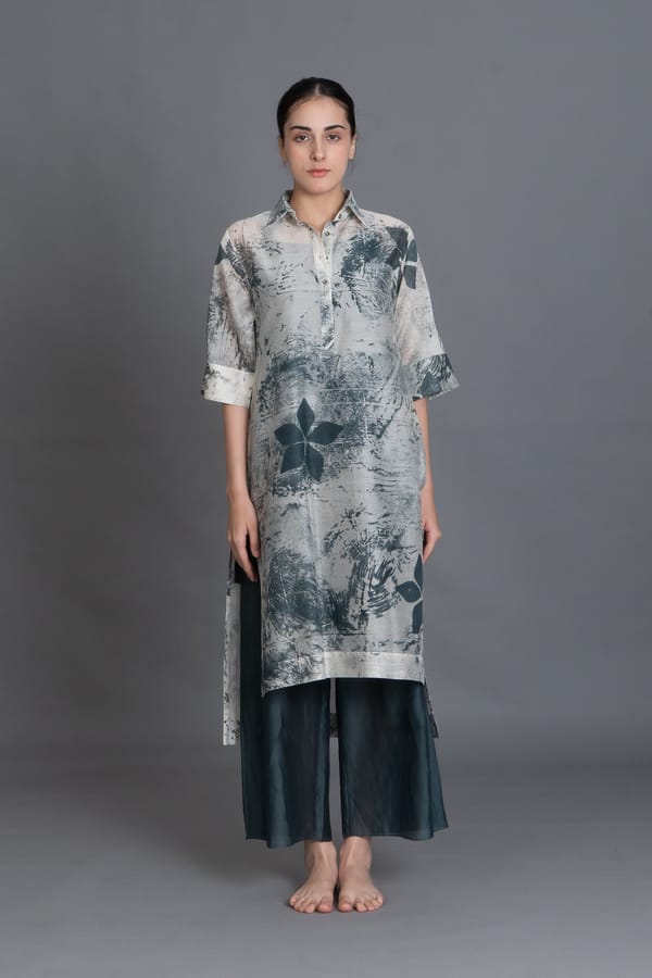 Mint Texture Long Shirt Co-ord — Khat