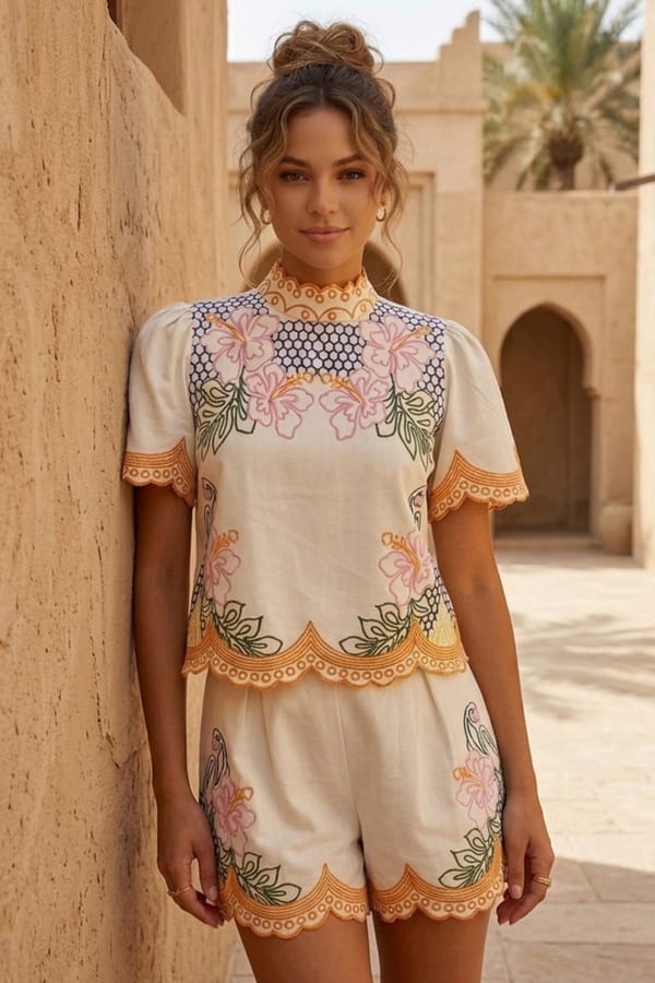 Paradise Embroidered Matching Set — BOHO-CHIC